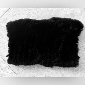 525 America LUXE Rabbit Fur Infinity Scarf In Plush Black